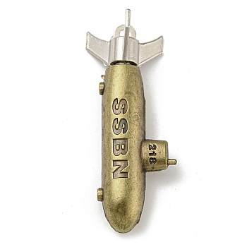 Tibetan Style Alloy Pendants, Rocket, Antique Bronze, 51x18.5x17mm, Hole: 2.5x3mm