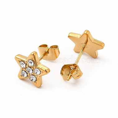 Crystal Rhinestone Star Stud Earrings(EJEW-C004-14G)-2