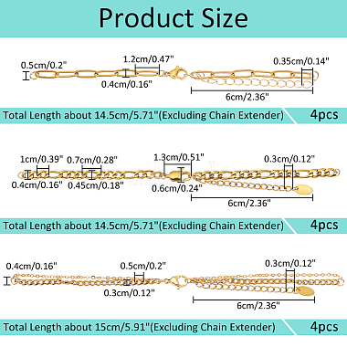 12piezas 3 estilo 304 fabricación de pulseras de cadena de acero inoxidable(MAK-NB0001-18)-2