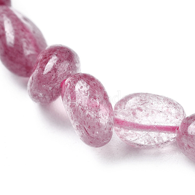 Natural Strawberry Quartz Bead Stretch Bracelets(BJEW-K213-08)-3