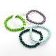 Faceted Opaque Solid Color Crystal Glass Rondelle Beads Stretch Bracelets(BJEW-F072-M)-1