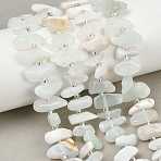 Natural Green Opal Beads Strands, Nuggets, with Seed Beads, 6~17x3.5~8.5x1~6.5mm, Hole: 0.8mm, about 51~63pcs/strand, 15.35~16.73''(39~42.5cm)(G-L657-E03-01)