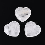 Natural Quartz Crystal Pendants, Rock Crystal Heart Charms, 33.5~34.5x34.5~35x9~10mm, Hole: 2.2~2.8mm(G-Q601-11A)