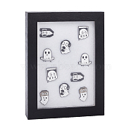 Tabletop Rectangle Wooden Coin Display Stands, Badge Storage Hanging Rack, with Felt Mat and Pothook Clasps, Black, 20.5x15.3x3.4cm(FIND-WH0152-174A)