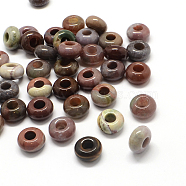 Natural Indian Agate European Large Hole Beads, Rondelle, 13~14x7~8mm, Hole: 5mm(X-G-Q442-02)
