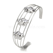 Non-Tarnish 304 Stainless Steel Hollow Open Cuff Bangles, Cloud, 2-3/4~2-7/8 inch(6.9~7.3cm)x1-7/8 inch(4.7cm)(BJEW-Q348-03P-09)