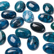 Natürliche Drachen Adern cabochons, flache Rückseite, Oval, gefärbt, marineblau, 25x18x6.5 mm(X-G-F296-06-18x25mm)