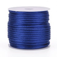 Nylon Cord, Satin Rattail Cord, for Beading Jewelry Making, Chinese Knotting, Blue, 2mm, about 10.93 yards(10m)/roll(NWIR-L006-2mm-16)