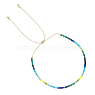 Glass Seed Braided Bead Bracelet, Adjustable Bracelet, Green, No Size(CG0646-1)