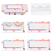 Olycraft Foldable Creative Kraft Paper Box, Eyelash Boxes, with Plastic Clear Window, Rectangle with Butterfly Pattern, Mixed Color, 11x5.3x15cm, 2 colors, 10sets/color, 20sets/bag(CON-OC0001-19)