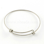 Adjustable 201 Stainless Steel Expandable Bangle Making, Stainless Steel Color, 65mm(STAS-R069-04)