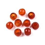 Dyed Natural Carnelian Beads, Large Hole Beads, Rondelle, 10~10.5x7.5~9mm, Hole: 5mm(G-T092-10mm-04)