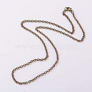 Iron Cable Chain Necklaces, with Zinc Alloy Lobster Claw Clasps, Antique Bronze, 19.2 inch(NJEW-JN01089-01)