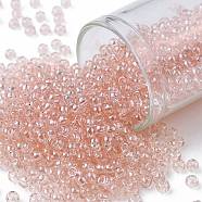 TOHO Round Seed Beads, Japanese Seed Beads, (630) Light Rosaline Transparent, 8/0, 3mm, Hole: 1mm, about 222pcs/10g(X-SEED-TR08-0630)