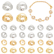32Pcs 4 Style Brass Bead Frame, Round Ring with Butterfly/Star, Golden & Silver, 10x6mm, Hole: 1mm, 8pcs/style(KK-NB0003-46)