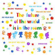 PVC Wall Stickers, for Wall Decoration, Inspiring Word, Human Pattern, 31x98cm(DIY-WH0228-381)