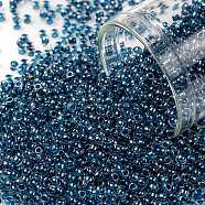 TOHO Round Seed Beads, Japanese Seed Beads, (347) Inside Color Crystal/Capri Lined, 11/0, 2.2mm, Hole: 0.8mm, about 5555pcs/50g(SEED-XTR11-0347)