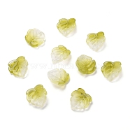 Transparent Glass Pendants, Strawberry Leaf, Olive, 15x14x4mm, Hole: 1mm(GLAA-B004-02D)