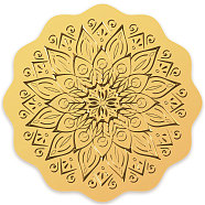 Self Adhesive Gold Foil Embossed Stickers, Medal Decoration Sticker, Floral Pattern, 5x5cm(DIY-WH0211-136)