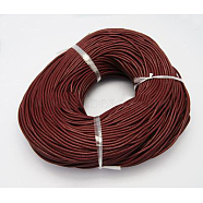 Cowhide Leather Cord, Leather Jewelry Cord, Jewelry DIY Making Material, Round, Dyed, Dark Red, 2mm(X-LC2MM006-02)