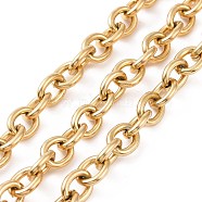 304 Stainless Steel Rolo Chains, Unwelded, Golden, 8mm, Links: 10.5x8x2mm(CHS-L020-040G)