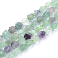 Natural Fluorite Beads Strands, Star Cut Round Beads, Faceted, 9.5~10x9mm, Hole: 1.5mm, about 37~39pcs/strand, 14.9 inch(X-G-S149-38-10mm)