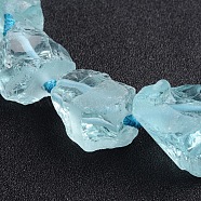 Glass Beads Strands, Nuggets, Aquamarine, 12~31x14~27x10~24mm, Hole: 1mm, about 18pcs/strand, 16 inch~17 inch(G-L176-11)