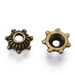 Tibetan Style Zinc Alloy Bead Caps, Multi-Petal, Cadmium Free & Lead Free, Antique Bronze, 5x2mm, Hole: 1mm, about 10000pcs/1000g(MLF0514Y-01)
