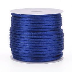 Nylon Cord, Satin Rattail Cord, for Beading Jewelry Making, Chinese Knotting, Blue, 2mm, about 10.93 yards(10m)/roll(NWIR-L006-2mm-16)