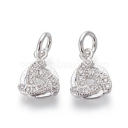 Brass Micro Pave Cubic Zirconia Charms, Lead Free & Cadmium Free, Clear, Circle with Knot, Platinum, 10x7.5x1.5mm, Hole: 3mm(ZIRC-J021-15P-RS)