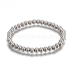 Tarnish Resistant 201 Stainless Steel Stretch Bracelets, Round, Stainless Steel Color, 2-1/4 inch(5.6cm)(BJEW-F363-01P)