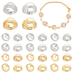 32Pcs 4 Style Brass Bead Frame, Round Ring with Butterfly/Star, Golden & Silver, 10x6mm, Hole: 1mm, 8pcs/style(KK-NB0003-46)