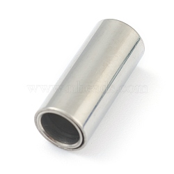 Tarnish Resistant 304 Stainless Steel Magnetic Clasps with Glue-in Ends, Column, Stainless Steel Color, 16x6mm, Hole: 4mm(STAS-O148-06B)