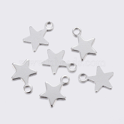 Tarnish Resistant 304 Stainless Steel Charms, Star, Stainless Steel Color, 8.4~9x7x0.6~0.7mm, Hole: 1.2mm(STAS-F159-43P)