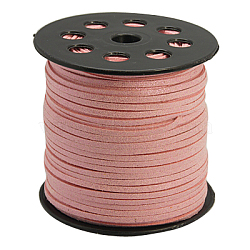 Glitter Powder Faux Suede Cord, Faux Suede Lace, Pink, 3mm, 100yards/roll(300 feet/roll)(LW-D001-1007)