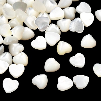 Natural White Shell Cabochons, Heart, White, 5x5x2.5mm