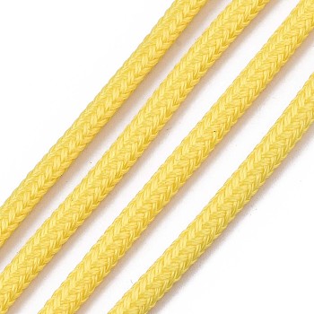 Luminous Polyester Braided Cords, Gold, 3mm, about 100yard/bundle(91.44m/bundle)