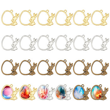 48PCS 3Style Easter Theme Alloy Pendants, Egg with Rabbit, Mixed Color, 31x30.5~32x2~2.5mm, Hole: 2.6~2.8mm