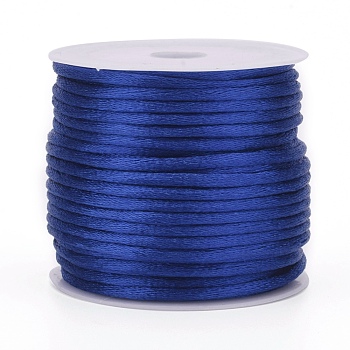 Nylon Cord, Satin Rattail Cord, for Beading Jewelry Making, Chinese Knotting, Blue, 2mm, about 10.93 yards(10m)/roll