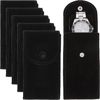 Velvet Watch Bag Package, with Snap Button, Black, 13x6.7x0.8cm