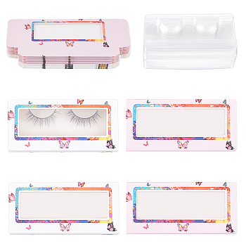 Olycraft Foldable Creative Kraft Paper Box, Eyelash Boxes, with Plastic Clear Window, Rectangle with Butterfly Pattern, Mixed Color, 11x5.3x15cm, 2 colors, 10sets/color, 20sets/bag