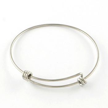 Adjustable 201 Stainless Steel Expandable Bangle Making, Stainless Steel Color, 65mm