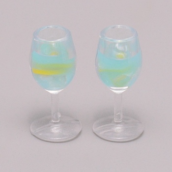 Resin Miniature Mini Dollhouse Goblet Simulation Food, for Dollhouse Props Decoration Accessories, Sky Blue, 29.5x14mm