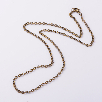 Iron Cable Chain Necklaces, with Zinc Alloy Lobster Claw Clasps, Antique Bronze, 19.2 inch