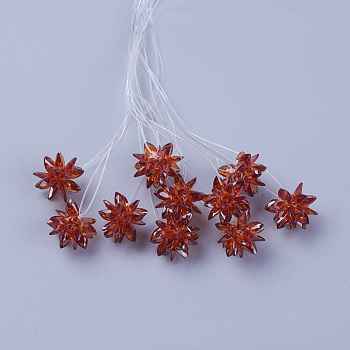 Glass Woven Beads, Flower/Sparkler, Made of Horse Eye Charms, Sienna, 13mm