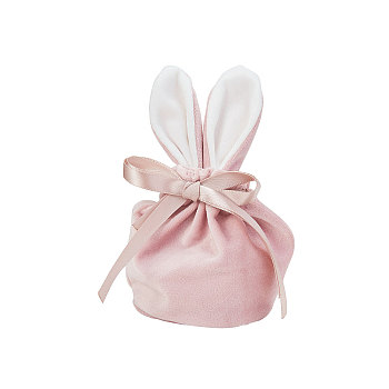 Velvet Jewelry Bags with Drawstring, Velvet Cloth Gift Pouches, Pink, 15x12.3x0.85cm