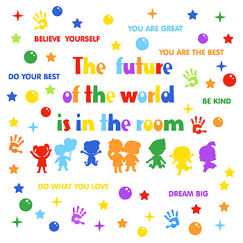 PVC Wall Stickers, for Wall Decoration, Inspiring Word, Human Pattern, 31x98cm