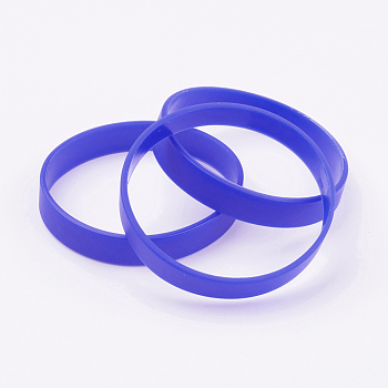 Silicone Wristbands Bracelets, Cord Bracelets, Blue, 7-1/8 inch(18cm), 12x2mm