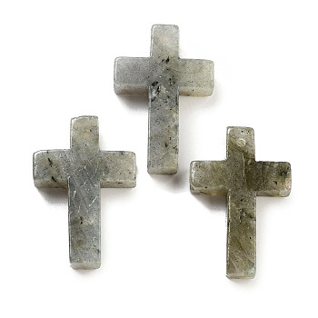 Natural Gray Labradorite Pendants, Cross Charms, 30.5x20x6mm, Hole: 1.4mm