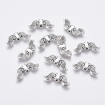 Tibetan Style Alloy Beads, Lead Free & Cadmium Free & Nickel Free, Antique Silver Color, Wing, 19x7.5x3.5mm, Hole: 1.5mm